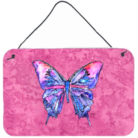 Carolines Treasures Butterfly On Pink Aluminium Metal Wall Or Door Hanging Prints 8859DS812